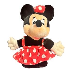 Vintage 80s Applause Disney Minnie Mouse Hand Puppet Toy Red Polka Dot Dress Bow